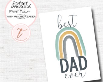 Digital Father's Day card, Happy Father's Day card for Dad, Husband, Grandpa,  Best Dad Ever PDF Printable Download