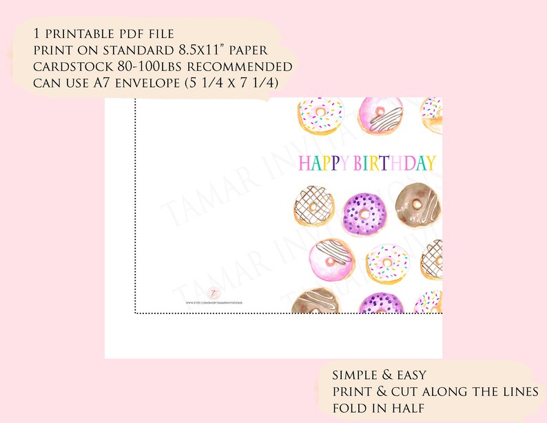 Printable Birthday Card Donut Birthday Wishes Social - Etsy