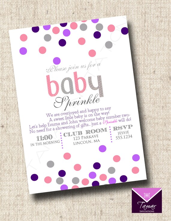 Printable Baby Sprinkle Invitation - Modern Baby Shower Invite -Customize colors & info Il_570xn