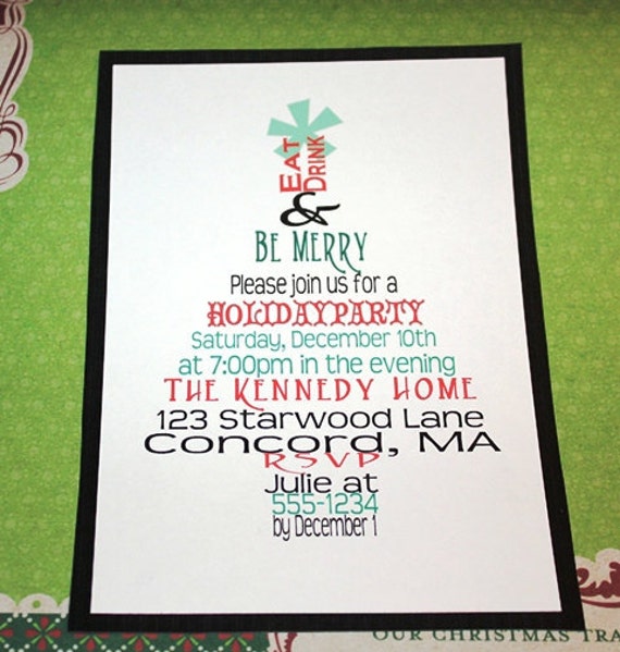 printable christmas party invitation eat drink and be merry by