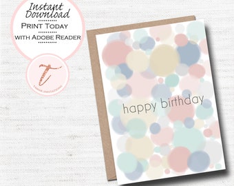 Digital Birthday Card, Bubble Birthday, Modern Birthday, Simple, Rustic, Balloons, PDF Digital  Download