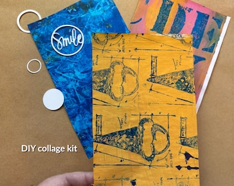DIY Collage Kit – Hand Painted Papers, Mixed Media Ephemera, Abstract Paper Craft Kit