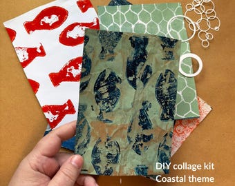 DIY Collage Kit – Ephemera Paper Pack – Junk Journal & Scrapbook Supplies – Coastal Ocean Theme