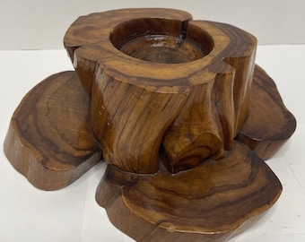 Vintage Handmade Burl Wood Candle Holder Manzanita Rustic Primitive 1970s Decor