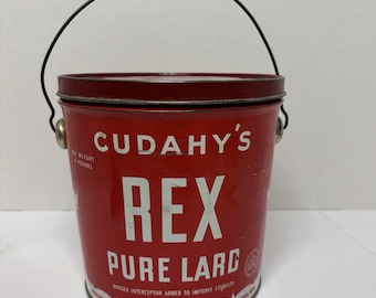 Marhoefer Pure Lard 缶 Vintage Marhoefer Pure Lard Tin, Kuhner Packing Advertising Bucket
