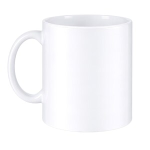 Pu&ograve; includere: Una tazza di ceramica bianca liscia con un manico curvo. La tazza ha una forma cilindrica e una finitura liscia e lucida. Anche l'interno della tazza &egrave; bianco.