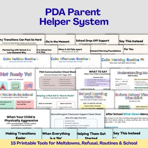 PDA Parent Support System | Meltdown, Refusal, Routine Tools (Printable PDF)