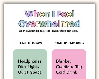 Overwhelmed Choice Board, Sensory Support Tool for Kids (PDF Canva)