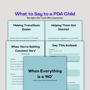 What to Say to a PDA Child Printable PDF, PDA Strategies for Parents, Low Demand Scripts, Autism P.D.A Support, A4 U.S. Letter Download