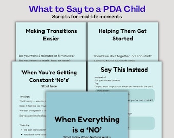 PDA Child Communication Scripts, Low Demand Strategies, Autism Support (A4/US Letter)