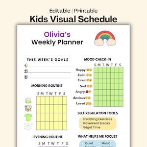 Kids ADHD Planner | Digital and Editable Visual Schedule, Executive Function Chart, Printable PDF + Canva Template, A4 & US Letter