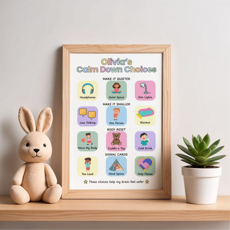 Calm Down Choice Board for Kids | Editable Canva Template | ADHD Autism ...