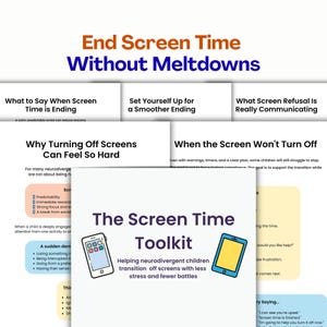 Screen Time Toolkit for Neurodivergent Kids, Screen Refusal Help, Autism ADHD Parenting Guide, Turn Off Screens Without Battles
