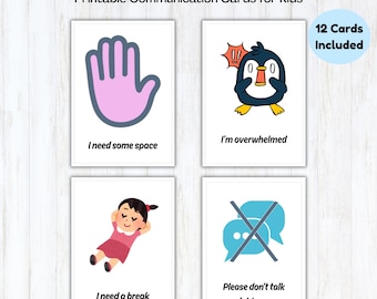 Tarjetas de apoyo visual para niños, ayudas para la comunicación en autismo y TDAH (PDF imprimible)