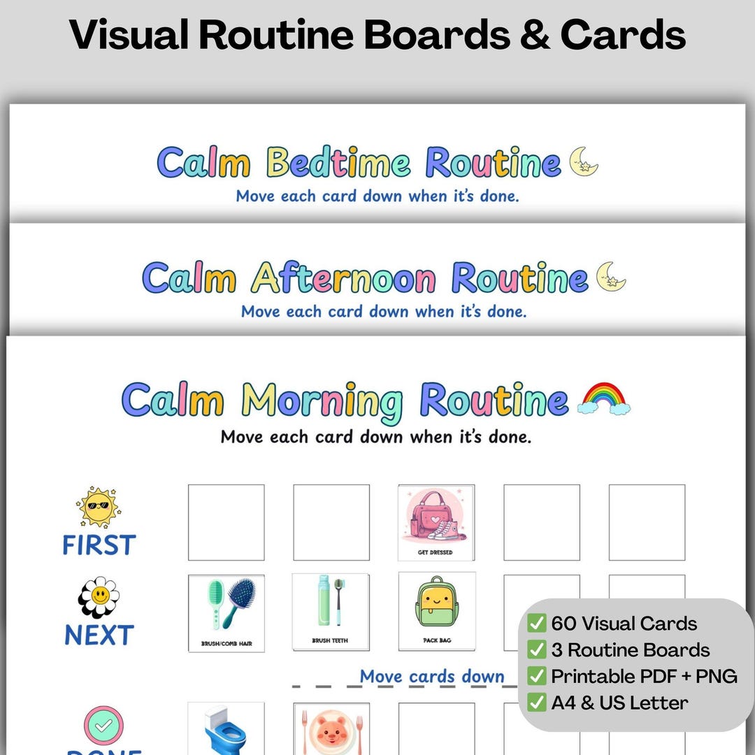 Visual Routine Whiteboard Visual Routine Boards & Cards for Kids, Morning Afternoon Bedtime ...