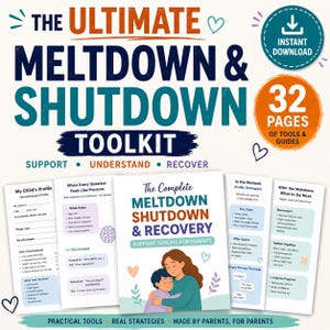 PDA-Meltdown-Toolkit | Druckvorlagen zur Emotionsregulation für Eltern und Kinder mit Autismus, Leitfaden zur Bewältigung von emotionalen Ausfällen, Unterstützung bei ADHS