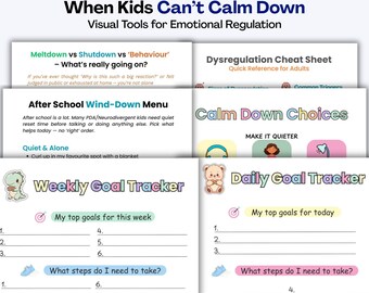 Kit de herramientas para calmar a los niños / Apoyos visuales para TDAH y autismo (PDF imprimible)