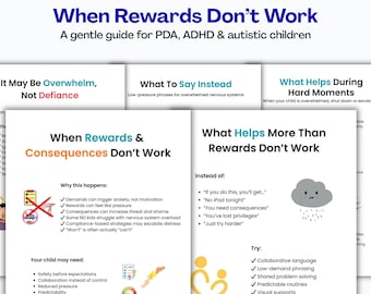 When Rewards Don’t Work, PDA Parenting Guide, ADHD Autism Printable, Gentle Parenting Scripts, Behaviour Support PDF
