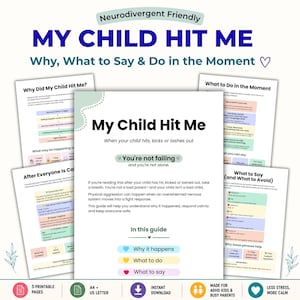 Mein Kind hat mich geschlagen, Ratgeber für Eltern von Kindern, die schlagen, Aggressives Kind, Erziehung von Kindern mit Autismus und ADHS, Beruhigungsübungen, PDF zum Ausdrucken