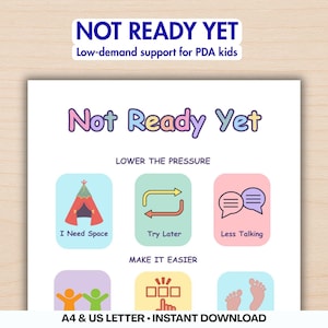PDA Choice Board Printable | Autism Low Demand Visual Support | Not Ready Yet Board | Emotional Overwhelm | Calming Tool, Editable Canva PDF
