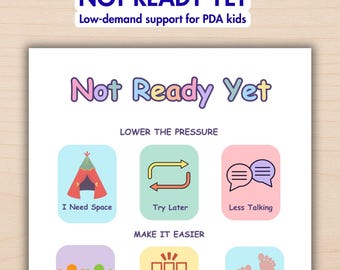 PDA Choice Board Printable | Autism Low Demand Visual Support | Not Ready Yet Board | Emotional Overwhelm | Calming Tool, Editable Canva PDF