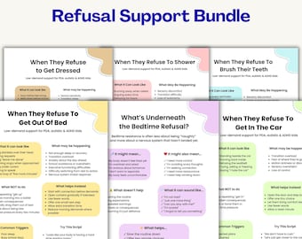 PDA Refusal Support Bundle | Autism ADHD Daily Refusals Printable Pack, Get Dressed, Brush Teeth, Shower, Bedtime & Car Refusal Guides