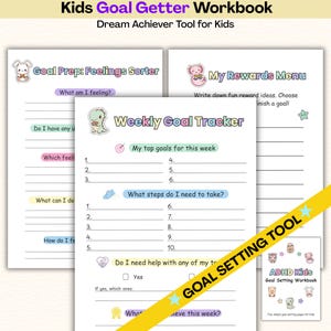 ADHD Kids Planner | Goal Setting Workbook Printable | Daily Weekly Monthly Tracker | Autism Executive Function, Printable PDF, PDA Tool