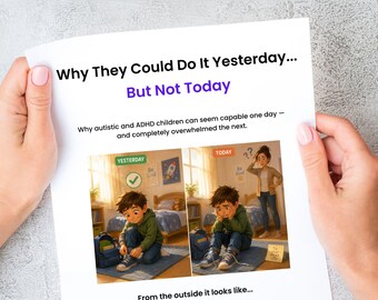 Guia para pais sobre autismo, capacidade da criança com TDAH, por que eles conseguiam ontem, mas não hoje, material de apoio para comportamento neurodivergente (impresso)
