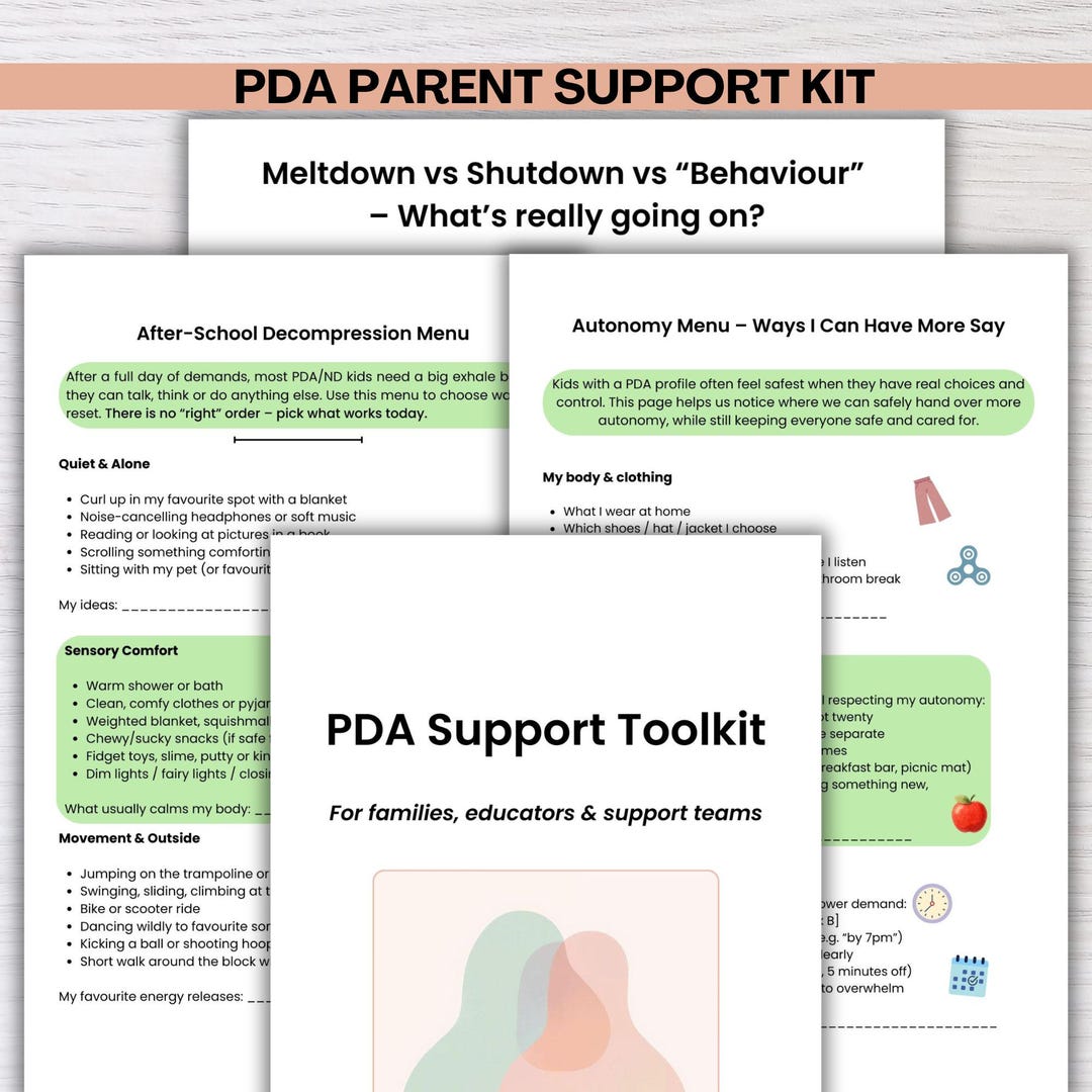 PDA Support Toolkit, Low Demand Strategies, Meltdown Shutdown Guide (A4 ...