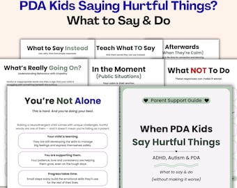 PDA Kids Saying Hurtful Things? What to Say & Do | ADHD Autism Pda Parent Support Guide | Printable Emotional Regulation Toolkit PDF