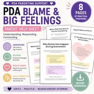 When PDA Kids Blame You for Everything, PDA Parent Support Guide, Autism Overwhelm Scripts, Demand Avoidance Meltdown Help PDF