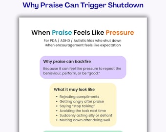 When Praise Feels Like Pressure PDF | PDA Parenting Tool | ADHD & Autism Support Printable | Why Praise Backfires | Neurodivergent Parenting