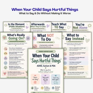 Hurtful Words Parent Guide, ADHD Autism PDA Parent Scripts, What To Say Instead, Neurodivergent Kids Behaviour Support, A4 Printable PDF