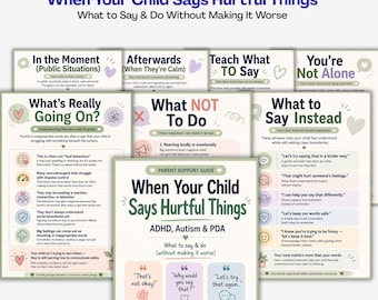 Hurtful Words Parent Guide, ADHD Autism PDA Parent Scripts, What To Say Instead, Neurodivergent Kids Behaviour Support, A4 Printable PDF