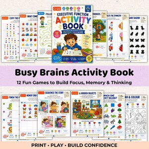 ADHD Kids Activity Book, Executive Function Activities, Focus Memory & Thinking Games, Printable PDF Ages 5–9, PDA Autism
