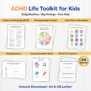 ADHD Kids | Life Skills Toolkit, Emotional Regulation Printable, Executive Function, Calm Down Tools, Visual Supports & Communication PDF