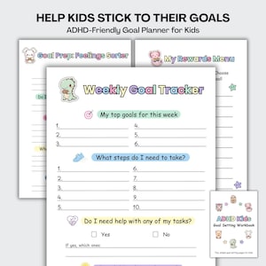 ADHD Goal Planner for Kids | Daily & Weekly Tracker Printable | Executive Function Workbook | Autism and PDA Friendly PDF