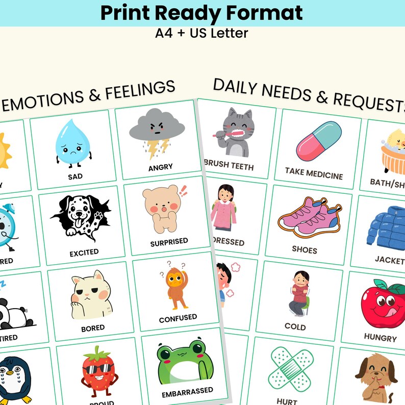 Autism Communication Cards Printable Visual Support for Nonverbal Kids ...