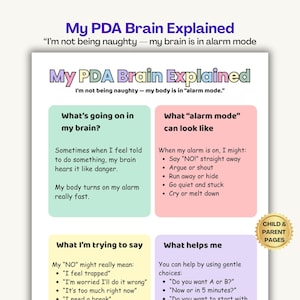 Kit de apoyo para evitar la demanda en el autismo (PDA), imprimible para calmarse (descarga en PDF)