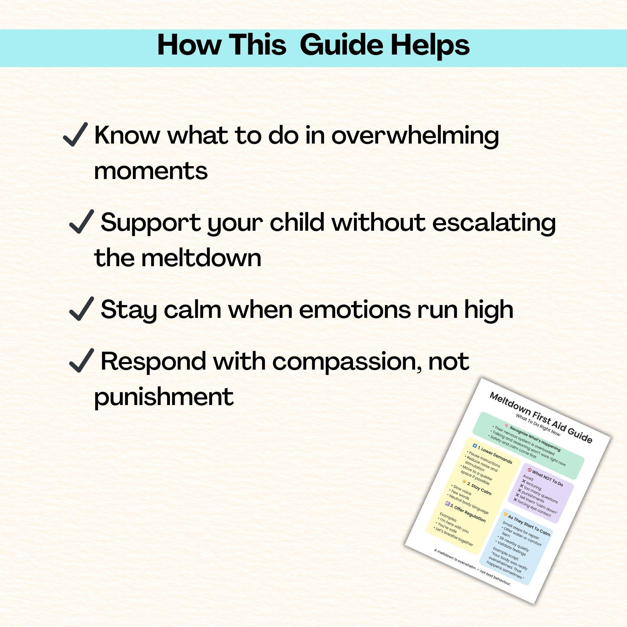 Reparenting Visual Aid Meltdown First Aid Guide, Autism ADHD Support, Neurodivergent Parenting ...