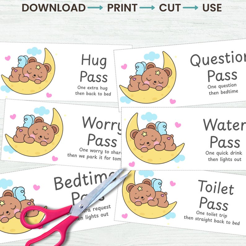Help Pass Visual ADHD Autism Bedtime Pass – Visual Sleep Routine Chart (PDF Printable A4 ...
