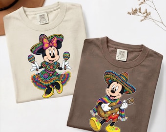 Comfort Colors® Mexican Minnie Mickey Cinco De Mayo Shirt, Couple Matching Disney Festival Tee, Mariachi Mickey Señorita Minnie, Couple Trip