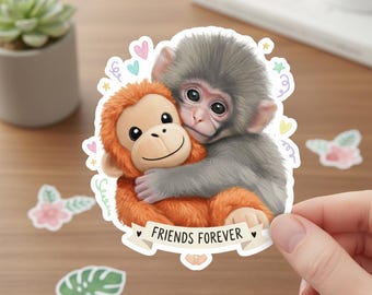 Sticker Monkey Team Punch, Best Friends Sticker, Friends Forever Sticker, Vinyl Waterproof Decor For Laptop Water Bottle Travel Gear