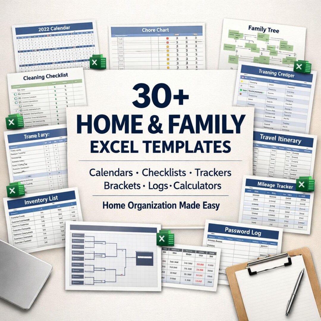 30+ Home & Family Excel Templates Bundle | Calendars, Checklists ...