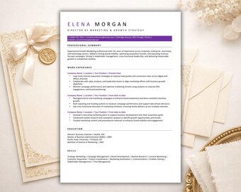 Plantilla de currículum editable en Word, conjunto de carta de presentación para CV, solicitud de empleo moderna imprimible / Digifyo