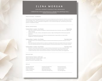 Plantilla de currículum vitae compatible con ATS, editable en Word, con carta de presentación y hoja de referencias. Paquete profesional.