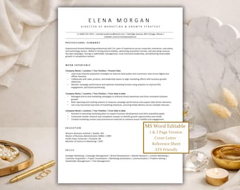 Plantilla de currículum ejecutivo, paquete de carta de presentación, conjunto de CV elegante, editable e imprimible / Diseñado por Digifyo