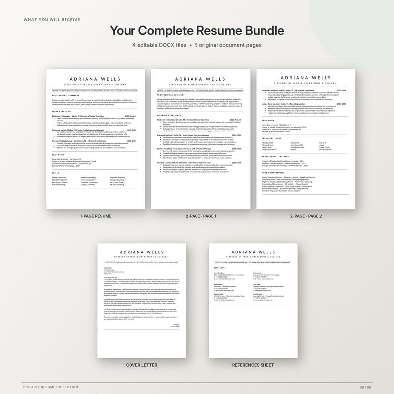 Monochrome Resume Template DOCX | Structured Creative Resume CV ...