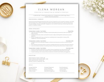 Plantilla de currículum vitae compatible con sistemas ATS (Track Auto Tracking) en formato Word, CV profesional en formato Doc, descarga digital instantánea / Diseñado por Digifyo