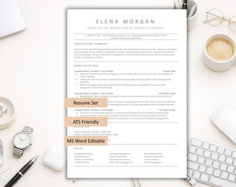 ATS Resume Template Word, One & Two Page CV, Cover Letter, Instant Download | Designed by Digifyo